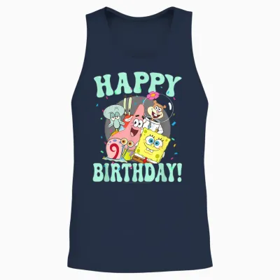 Spongebob Squarepants Happy Birthday Sandy Patrick Squidward Unisex Tank Top - Navy