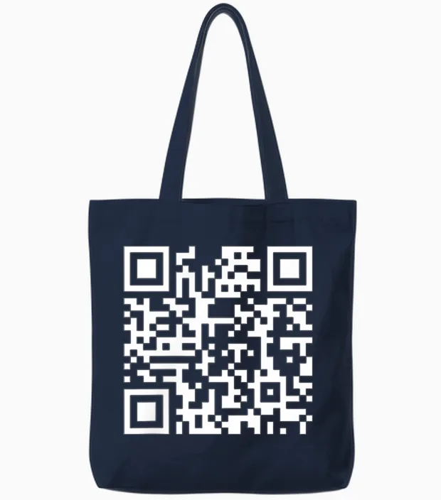 (2 Sides) Funny Qr Fck You Code Middle Finger Saying Quote Tote Bags in Navy