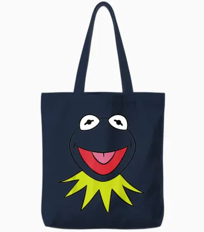 Disney the Muppets Kermit Big Face Vintage Portrait Tote Bags - Navy
