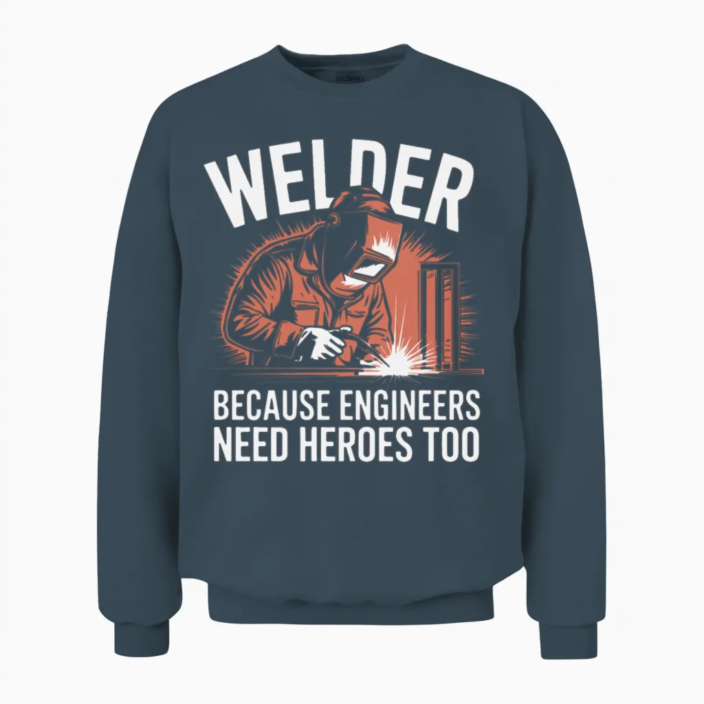 Welder Because Engineers Need Heroes Too Welding Unisex Sweatshirt in Dark Heather