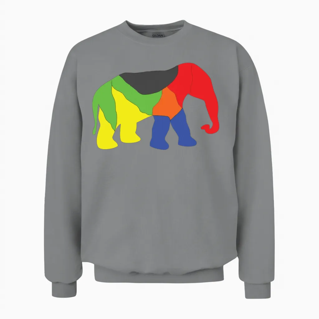 Colorful Elephant Unisex Sweatshirt in Sport Grey