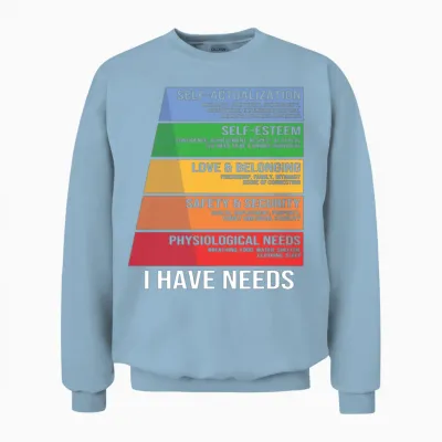 Funny Psychology Psychologist Hierarchy of Needs Unisex Sweatshirt - Light Blue