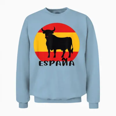 Stier Vor Spanischer Flagge, Spanien Unisex Sweatshirt - Light Blue