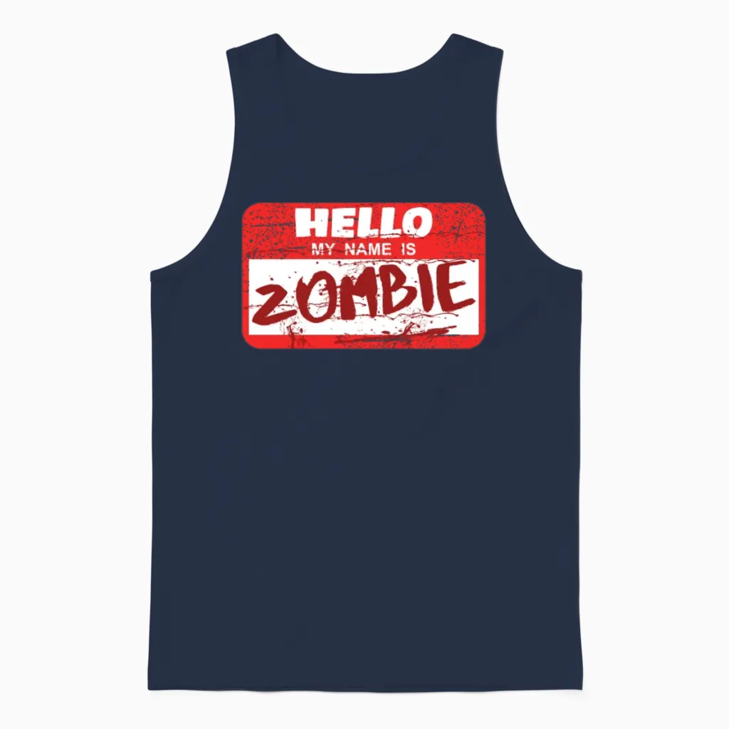 Zombie Funny Unisex Tank Top in Navy