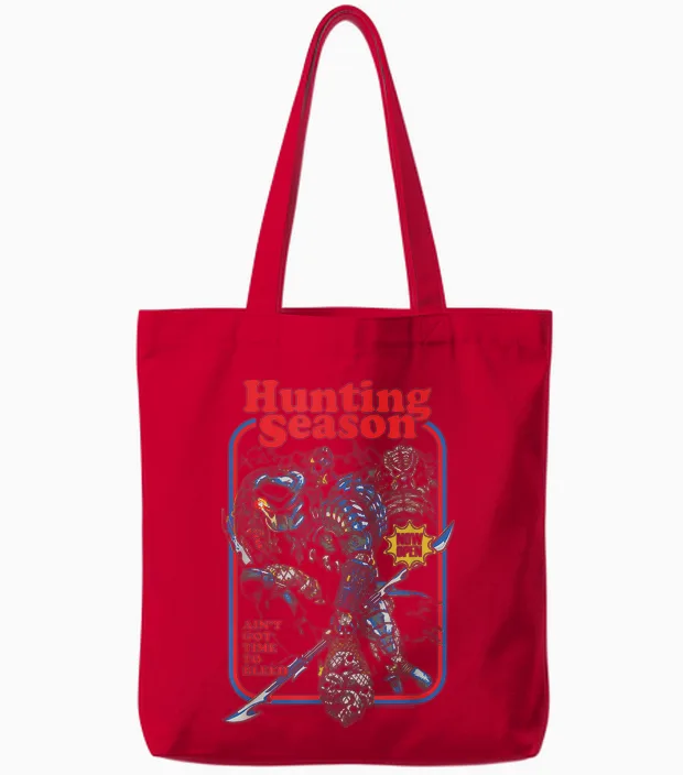 Predator Hunting Season Ain't Got Time to Bleed Retro Tote Bags in Red