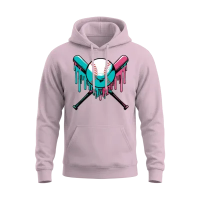 Baseball Drip Sprinkles Baseball Bat and Baseball Unisex Hoodie - Light Pink