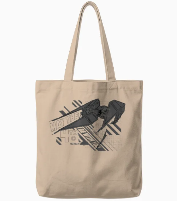 Star Wars Day May the 4th Be with You Kylo Ren Tie Fighter Tote Bags in Natural