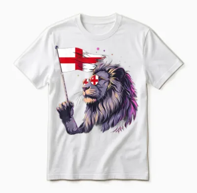 England Flag Lion Sunglasses England Pride English Roots Unisex T-Shirt - White