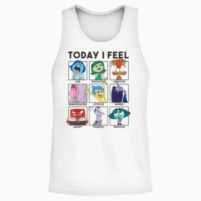 Disney Pixar Inside Out 2 Today I Feel... Vintage Panels Unisex Tank Top - White