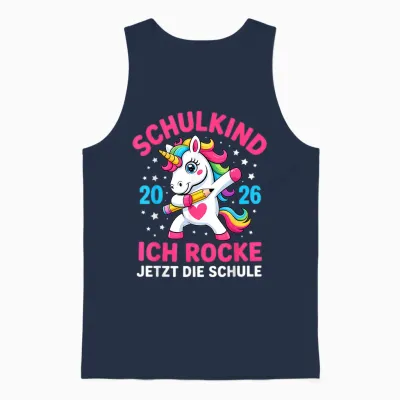 Mädchen Schulkind 2026 Ich Rocke Jetzt Die Schule Einhorn Unisex Tank Top - Navy