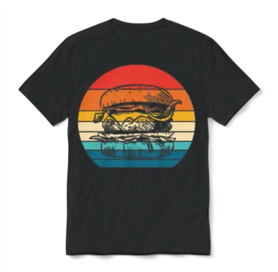 Burger Retro Vintage Unisex T-Shirt - Black