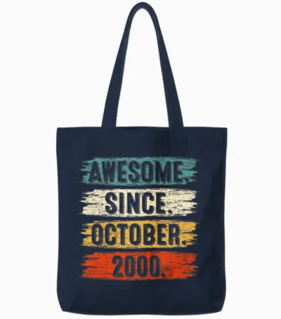 22 Years Old Gifts Awesome Since October 2000 22nd Tote Bags - Navy