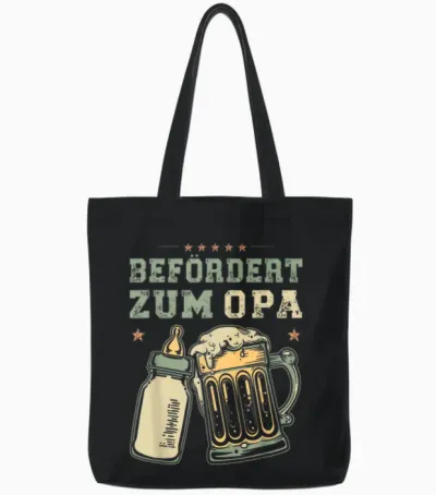 T-Shirt with German Text "befördert Zum Opa Werdender Opa Baby" Tote Bags - Black