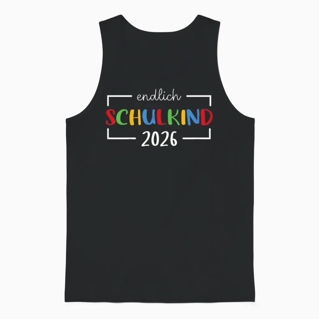 Children's School First Grader Enrolment - Endlich Schulkind 2026 Unisex Tank Top in Black