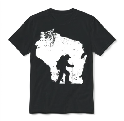 Wisconsin�hiker Shirt Love Mountain Hiking Unisex T-Shirt - Black