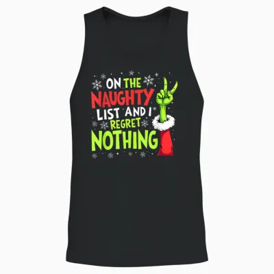 Funny Naughty List Christmas Holiday 2025 Family Matching Unisex Tank Top - Black