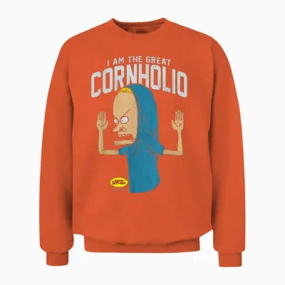 Beavis and Butt-Head I Am the Great Cornholio T-Shirt, Black Unisex Sweatshirt - Orange