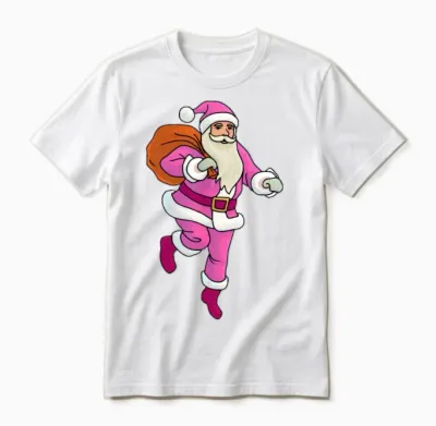 Retro Pink Santa Unisex T-Shirt - White