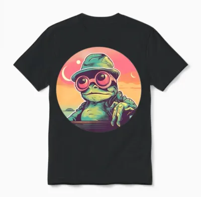 Style Frog Lovers Retro Unisex T-Shirt - Black