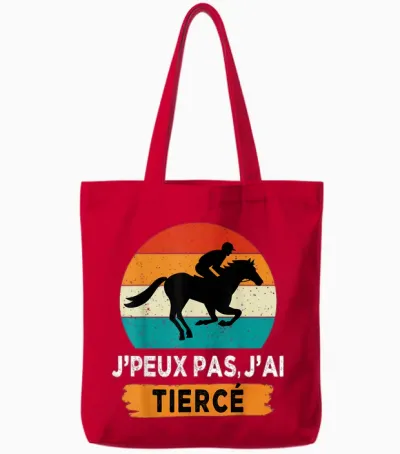 J'peux Pas J'ai Tiercé T-Shirt, Black, S Tote Bags - Red