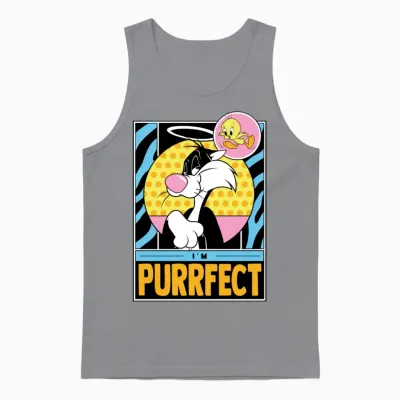 Looney Tunes Sylvester I'm Purrfect Funny Design Unisex Tank Top - Sport Grey