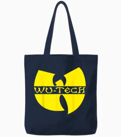 Wu Tech T-Shirt - Tech Hip Hop T-Shirt, Black Tote Bags - Navy