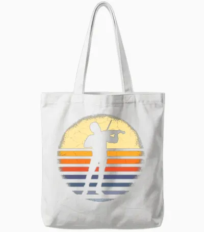 Violinist Retro Tote Bags - White