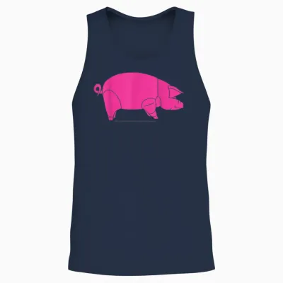 Pink Floyd Animal Icône Cochon Rose Inspiré Unisex Tank Top - Navy