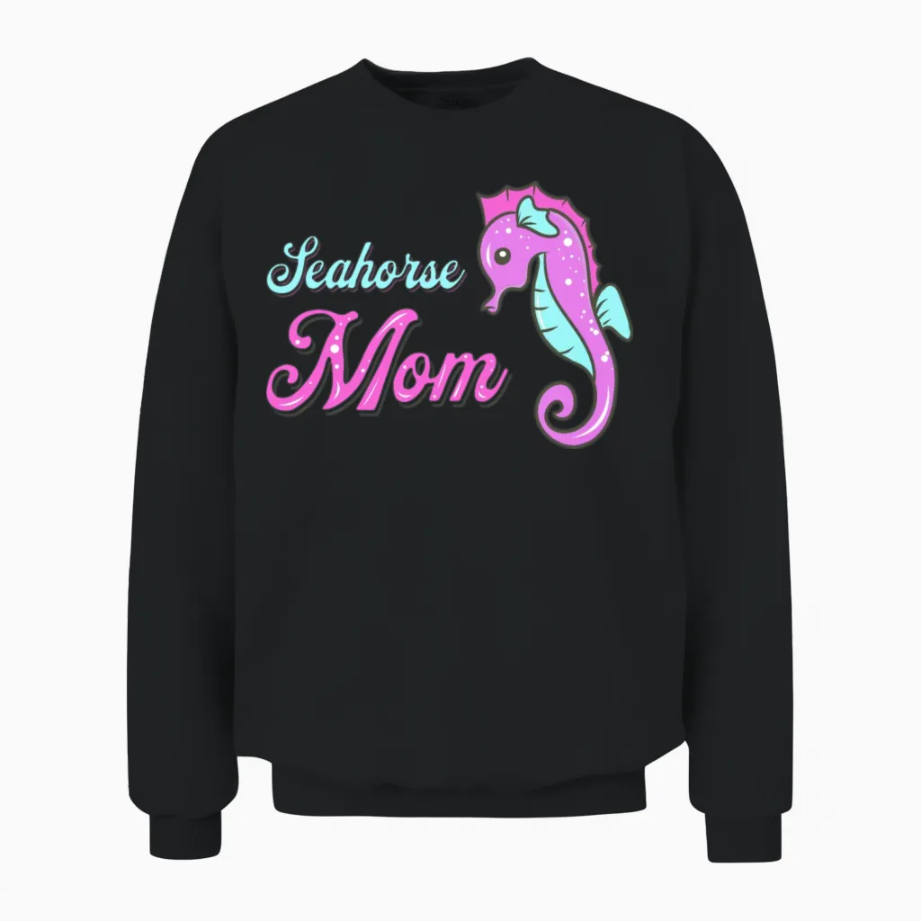 Awesome Seahorse Mom Marine Biologist Unisex Sweatshirt in Black