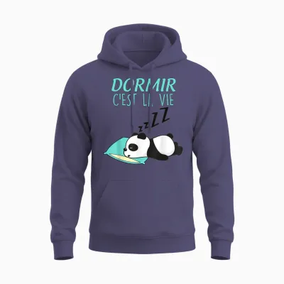 Dormir C'est La Vie Humour Panda for Men or Women T-Shirt, White, S Unisex Hoodie - Heather Sport Dark Navy