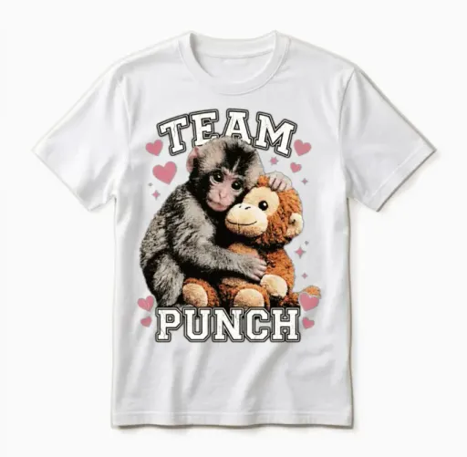 Funny Cute Baby Monkey Team Punch Unisex T-Shirt in White