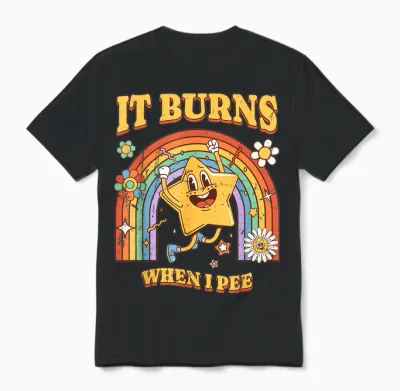Funny Saying "it Burns When I Pee"! Sarcastic, Ironic Unisex T-Shirt - Black