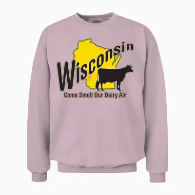 Funny Wisconsin Dairy Air Humor Parody Clothing Unisex Sweatshirt - Light Pink