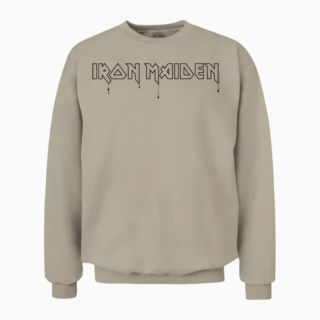 Iron Maiden - Weißes Logo T-Shirt, Unisex, Kurzarm, S, Klassisch, Crew-Ausschnitt, Doppelt Genähter Saum, Importiert Unisex Sweatshirt in Sand