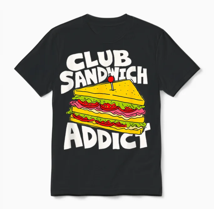 Club Sandwich Lover Retro-Grafik Unisex T-Shirt in Black