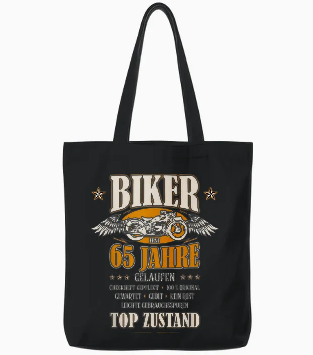 65. Geburtstag Biker Motorrad Mann Geschenk Lustig Tote Bags in Black