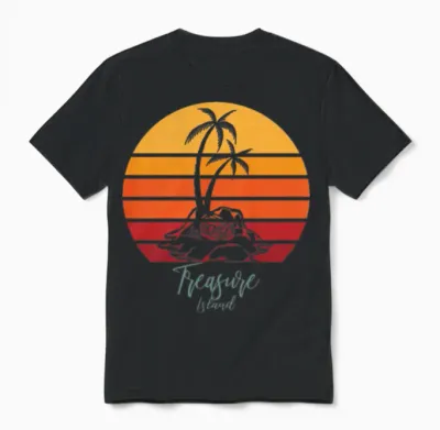 Treasure Island - Sunset Retro Vintage Style Unisex T-Shirt - Black