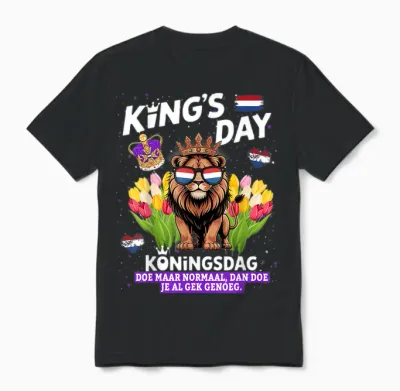 Königstag Nederland Flagge Outfit Idee Für Kinder & Koningsdag Unisex T-Shirt - Black