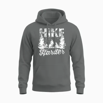 Hike Harder - Hiking Unisex Hoodie - Graphite Heather