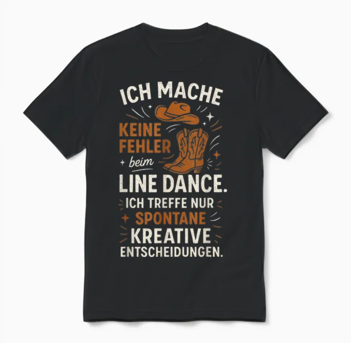 T-Shirt with German Text "ich Mache Keine Fehler Beim Line Dance". Ich Tre.. Unisex T-Shirt in Black