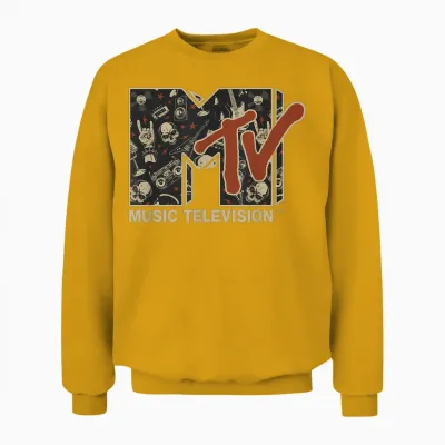 Mtv Rock N Roll Music Hard Heavy Metal Skull Guitar Vintage Unisex Sweatshirt - Gold