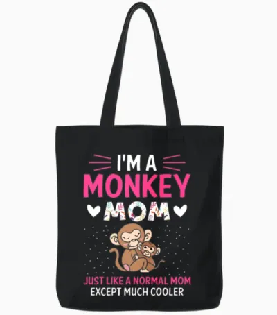 Monkey Mom Mothers Day Best Mama Ever Animal Ape Tote Bags - Black