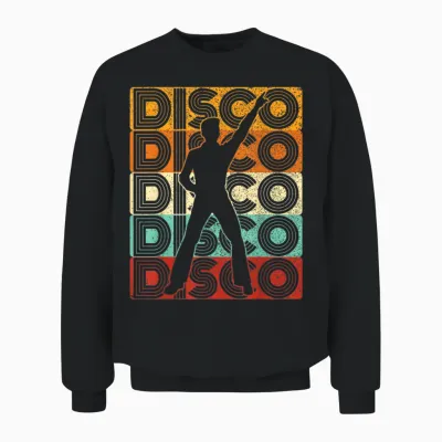 Disco Outfit Men's 70s Costume & 80s Dance Party Disco T-Shirt, Black, S Unisex Sweatshirt - Black