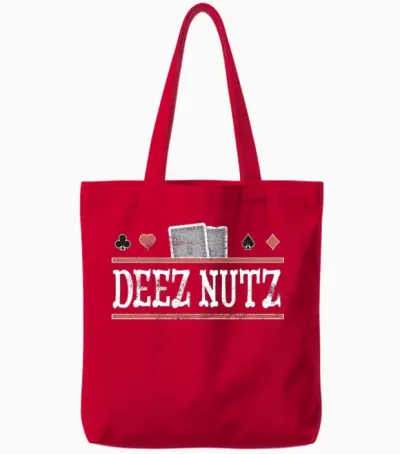 Deez Nuts Funny Poker Player Tote Bags - Red