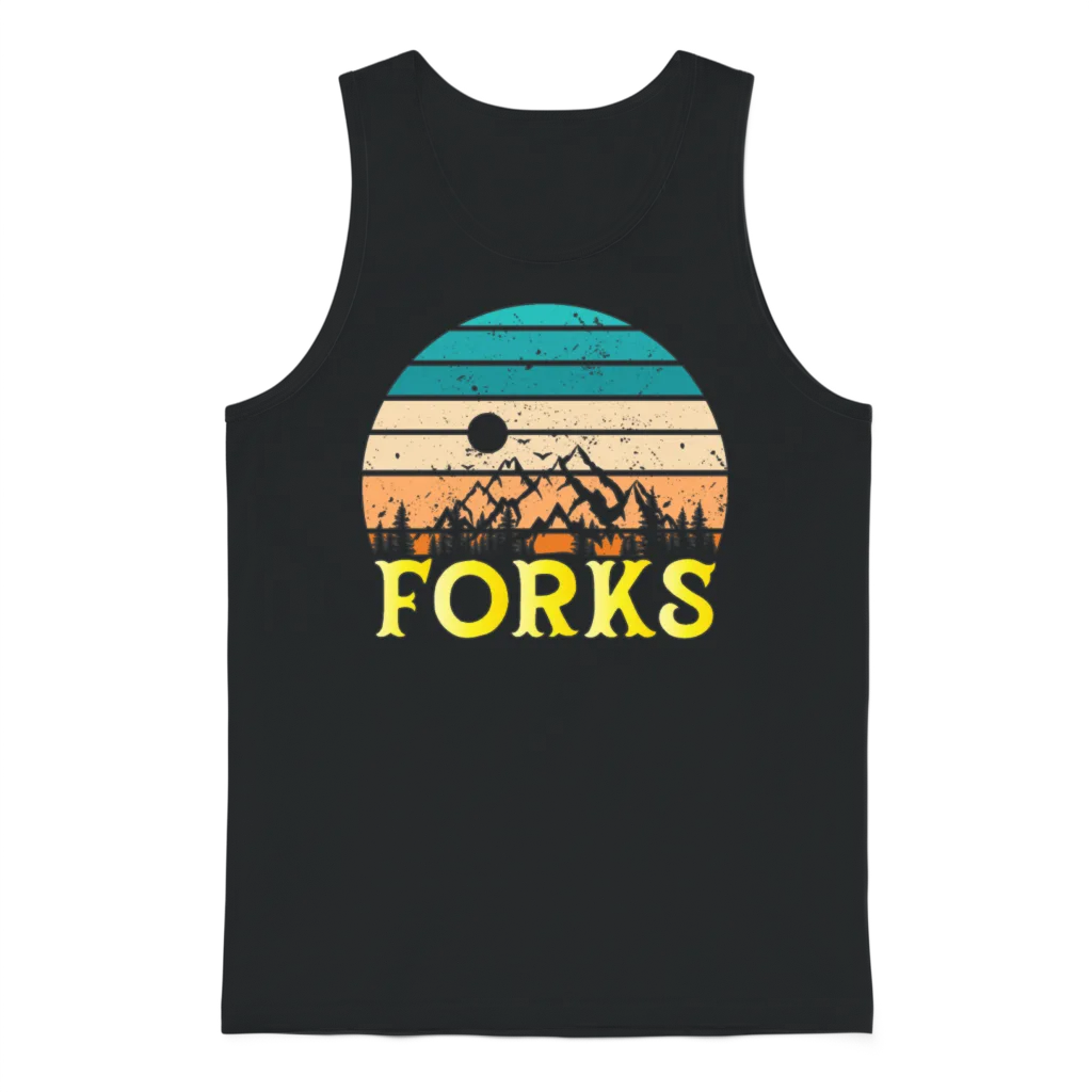 Forks Souvenir Mountains Forks Hike Hiking Trip Unisex Tank Top - Black