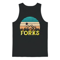 Forks Souvenir Mountains Forks Hike Hiking Trip Unisex Tank Top - Black – 1