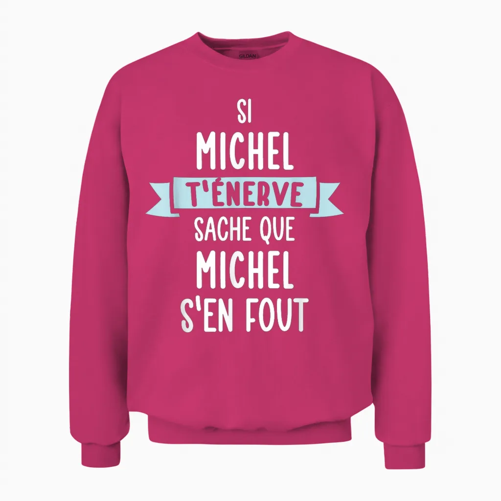 Gift Man Humour Name Personalized Michel T-Shirt, Black, S Unisex Sweatshirt in Heliconia