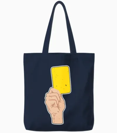Yellow Card Referee Sports Fan Futball Yellow Card Tote Bags - Navy