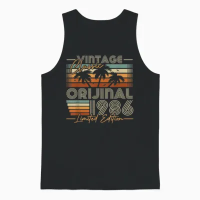 Vintage 1986 Rétro Cadeau 40 Ans Anniversaire Hommes Femmes Unisex Tank Top - Black
