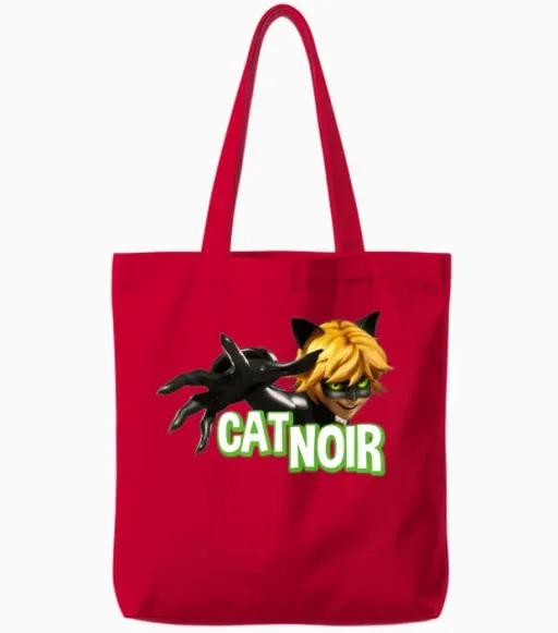 Miraculous Cat Noir Adrien Pose Tote Bags in Red